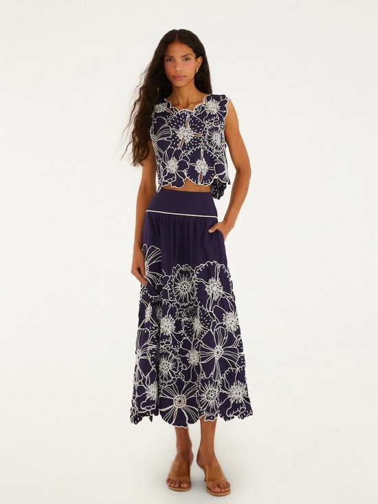 FARM Rio Dresses & Skirts - FARM Rio Navy and White Floral Maxi Skirt end top set 2 piece